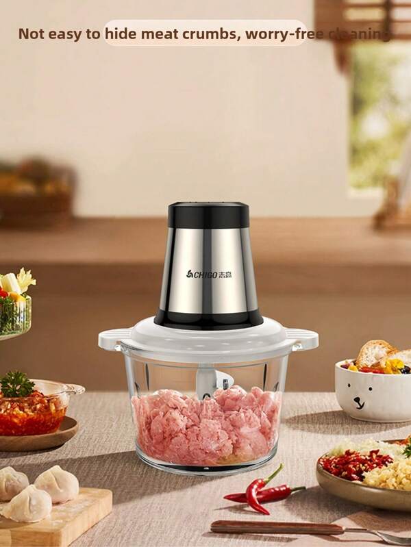 Electric Food Chopper Food Processor, 1.8L Glass Bowl Grinder For Meat, Vegetables, Fruits And Nuts Stainless Steel Motor Unit And Sharp Blades, 300W Food Processor Meat Grinder Mini Electric Food Chopper For Food, Meat , Onions, Vegetables