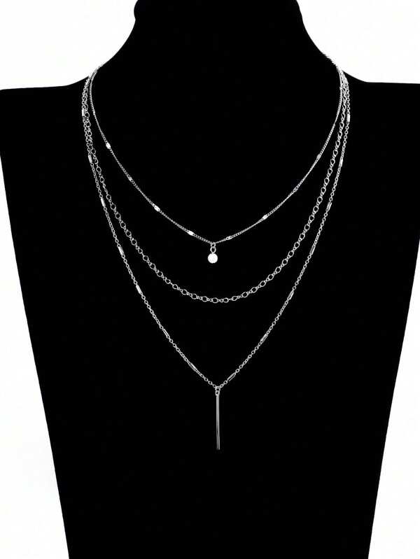 1 Pc Multi-Layer Women Necklace, Minimalist Sexy Metallic Choker Necklace