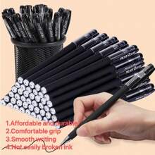 5pcs Ball Pen, 0.5mm Fine Tip, Quick Drying Black Ink, Office Stationery Signature Pen