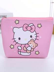 Sanrio 1pc Sanrio Hello Kitty Cartoon Cute Sanitary Pad Cosmetic Bag, Portable Zipper Storage Pouch, Multi-Function Sanitary Pad, Tissue Storage Bag, Suitable For Travel, Business Trips, Outings, Christmas, Holiday Gifts