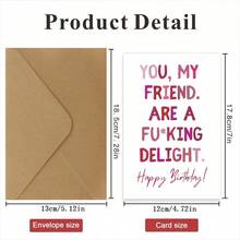 1 张趣味生日贺卡，讽刺幽默的生日快乐贺卡，适合送给朋友，手工制作的欢快庆祝贺卡，适合任何人，包括信封