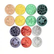 50/100 piezas Monedas de estrella, monedas de estrella de tesoro de colores variados, adecuadas para fiestas de cumpleaños, temas de aventura, Navidad y decoraciones de fiestas - Multicolor - Ver 7