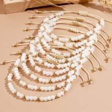 1PC/Fashion Personalized/Crystal Plated Gold Beads Women's Jewelry Handmade Friendship Bead Bracelet/Women, Couples/Friends/Suitable For Daily Commuting, Holiday Parties, Family And Friends Gifts, Birthday Gifts, As Well As The Preferred Gift For Women, Couples And Girlfriends On Holidays