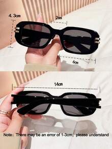 1 件设计 PC 框架金属饰边时尚女士眼镜，方形时尚高端黑色眼镜，修饰脸型，Y2K 风格，适合返校、自拍、度假、海滩派对、服装、旅行矩形太阳镜 - 彩色 - 查看 5