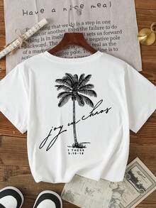 Casual Versatile Simple Solid Color Crew Neck Short Sleeve T-Shirt - White - View 2