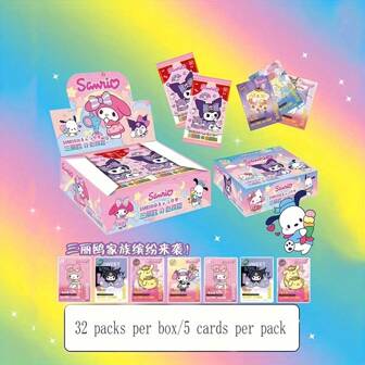 Sanrio Sanrio 32-pack verzamelbare ruilkaartenset, met Hello Kitty, For My Melody, For Pompompurin, levendig en glanzend, perfect voor verzamelaars en fans, hoofdmateriaal: papier