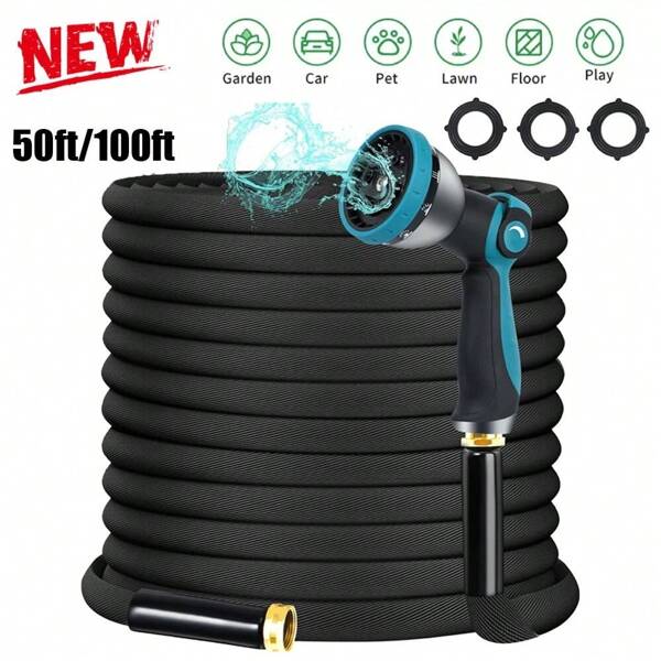 50FT 100FT Non-Expandable Garden Hose Water Hose With Spray Nozzle Lightweight