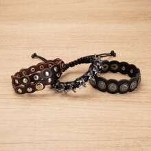 Juego de 6 piezas/12 piezas/18 piezas de pulseras vintage estilo minimalista punk para hombre