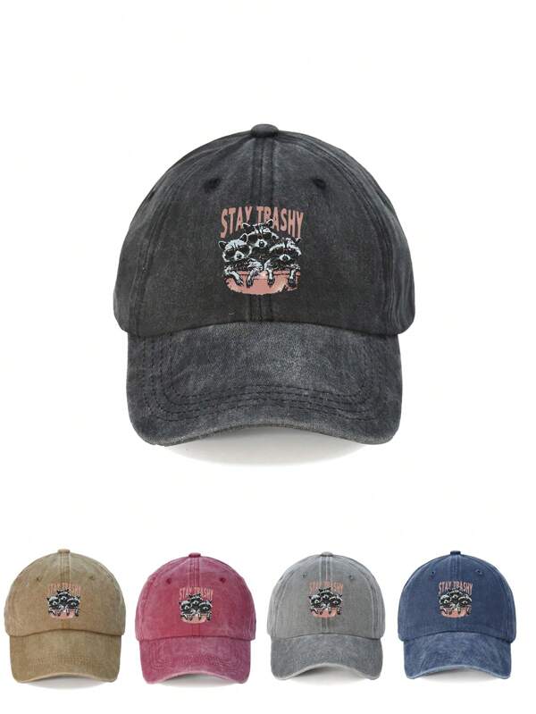 1 pieza Gorra de béisbol ajustable con estampado "Stay Trashy" - Estilo lavado vintage, diseño neutral adecuado para actividades al aire libre, accesorio de moda unisex, regalo ideal