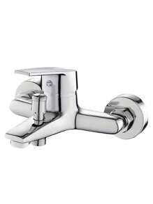 1 pezzo Rubinetto monoforo da bagno durevole - Miscelatore acqua calda e fredda, montato a parete, finitura, design risparmio idrico per doccia e lavabo (cromo, nero, selezionabile)