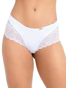 Camisola  Com Calcinha basica Microfibra Renda - Branco - Visão 8