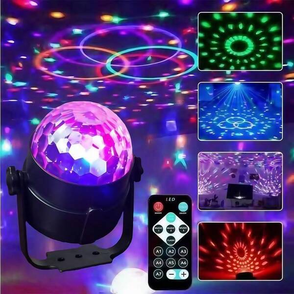Set di illuminazione per feste con telecomando, comprende palla disco RGB, luce stroboscopica con 7 modalità di illuminazione, adatto per casa, feste, compleanni, DJ, bar, karaoke, Ognissanti, matrimoni, club