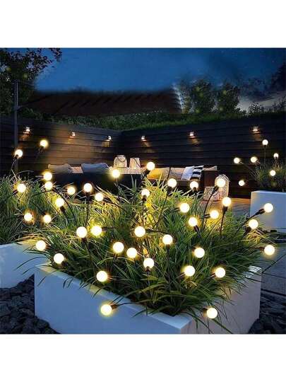 1pc 6/10 LED Solar Powered Firefly Globe Lights, Outdoor Camping Yard Pathway Decoration Lights For Lawn, Patio, Garden, Villa Balcony, Warm White, IP65 Waterproof Outdoor Lighting
