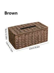 1pc Hand-Woven Tissue Storage Box, Multiple Colors Available, Rectangular Tissue Storage Box With Lid, Bohemian Style Decorative Hand-Woven Box, Tissue Storage Container For Bathroom, Bedroom, Bookshelf, Living Room, Home, Restaurant, Hotel, Modern And Simple Design.