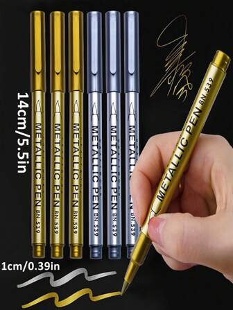 8 支金色和银色金属油漆笔，适用于在黑卡上进行 DIY 绘画/涂鸦/工艺/剪贴簿/标志制作、钢笔、马克笔、亚克力马克笔、亚克力笔返校、软头签名涂鸦金属荧光笔、防水、金色/银色金属马克笔、细头金属工艺笔