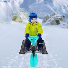Snow Racer Sled, Ski Sled Slider Board, Snow Sled For Kids,  Ski Sled Slider Board With Steering Wheel, Twin Brakes, Retractable Pull Rope, For Kids Age 6 & Up, Holds Two Children Or A Teenager - Green - View 4