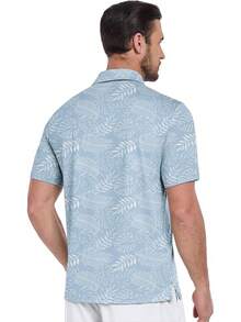 Men's Golf Shirts Short Sleeve Moisture Wicking Performance Print Patterns Casual Collared Golf Polo Shirt For Men-2025 - 淡藍色的葉子 - 查看 4