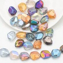 20 piezas de cuentas de vidrio facetadas irregulares de 12*16mm con agujero central, en colores chapados, accesorios de joyería artesanal DIY, adornos para teléfonos, llaveros, decoración de autos