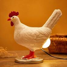 Rooster Night Light With Egg-Shaped Bulb, Interesting Design, Natural Warm Light, Home Decor Gift - 暖白色 - 查看 2