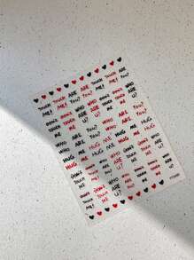 1 pieza de calcomanías de uñas decorativas con letras inglesas grabadas, estilo simple y dulce de chica europea y americana de moda, adecuadas para uso personal DIY y en salones de uñas. Calcomanías de uñas autoadhesivas para decoración de uñas