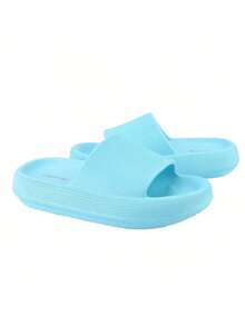 NEW!![BEST-1]Pillow Slippers Non Slip Quick Drying Shower Slides Bathroom Sandals Ultra Cushion Women Flipflop Footwear Walking Shoes Comfort - 天藍色 - 查看 2