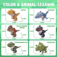 20 件儿童拇指玩具恐龙、迷你恐龙手指木偶套装、迷你卡通恐龙手指木偶、派对礼物、玩耍、学校复活节礼物、（恐龙款式随机）、学校用品老鼠木偶、动物派对礼物、带线木偶 - 彩色 - 查看 5