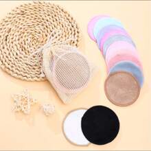 BATENG 4/8/16/20Pcs Round Makeup Remover Pads, Reusable Natural Facial Cleansing Pad For Eyes, Face And Lips, Bamboo Rounds For All Skin Types, Gentle Exfoliating Scrub, Deep Cleansing Makeup Removal Sponge, Neutral Plant Fragrance-Free Skin Care Tools For Men And Women, Face Wash And Bath, Includes Washable Bag For Laundry & Storage, Suitable For Holiday Gifts