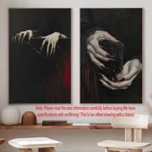 2 Stück Vampir Getränke, Gothic Wandkunst, Halloween Drucke, dunkle Ölgemälde, Gothic Heim-Dekoration, Horror Kunst, Horror Kunst, Vampir Ästhetik, Halloween Dekorationen, gruselige Geister Hand Wandkunst, Wandkunst, Poster, Wandkunst mit Rahmen, für Wohnzimmer, Schlafzimmer, Büro etc. - Perfekt für Feiertage, Wandbilder, Poster, Geburtstagsgeschenke, Abschlussgeschenke etc. - Leinwand (optionaler Rahmen) perfekte Wahl für Leinwandmaterial (optionaler Rahmen)