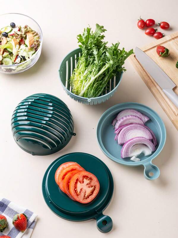 1pc Salad Chopper Bowl, Vegetable Cutter, Fruit Slicer, Salad Divider, Food Chopping Tool