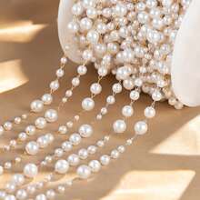 1m Fashion 3-8mm ABS Faux Pearl & Copper Chain, Suitable For DIY Jewelry Making, Necklaces, Bracelets, Apparel Accessories