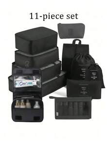 11-Piece/Set Multifunctional Travel Organizer Bag, Portable Cosmetic Brush Bag, Makeup Bag, Skincare Pouch, Large Capacity Clothing Bag, Zipper Pouches, Handbag, Travel Bag, Mesh Bag, Shoe Bag, Bottle Bag, Drawstring Bag, General Bag, Underwear Bag, Luggage Organizer, Jewelry Organizer, Cosmetic Organizer - Beige 11-piece Set - View 17