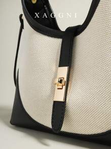 Set di 2 borse eleganti in pelle PU e tessuto con design in stile minimalista classico di alta gamma, borse a tracolla staccabili in pelle vegana di ispirazione francese retrò, adatte per pendolarismo quotidiano, shopping, occasioni casual, ottimo regalo per giovani donne, studentesse universitarie, impiegati, madri, insegnanti, amici, damigelle d'onore