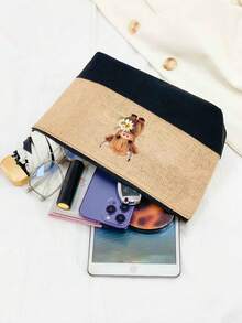 可爱高地牛捧花主题手提包套装，包含一个手提包、一个零钱包和一个方包，采用花朵和高地牛图案的小牛皮设计，大容量手提包、单肩包、亚麻购物袋、沙滩包；化妆包、指甲油收纳袋、可爱款式充电器收纳，适合度假、工作、通勤、上学、返校、商务旅行、生日礼物、教师节礼物、返校礼物。 - 彩色 - 查看 5