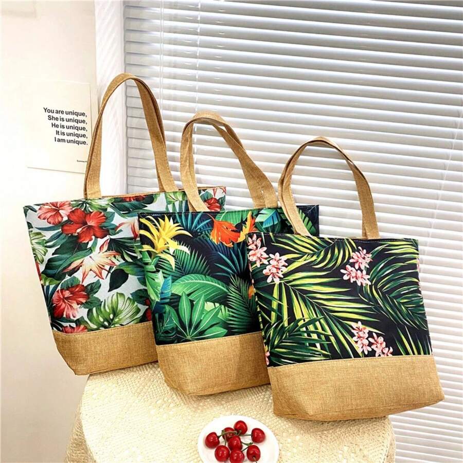 New Women Handbag Floral Printed Beach Shopping Large Capacity Tote Bag Fashion Casua High Capacity Travel Ladies Shoulder Bag - 6 - 查看 1