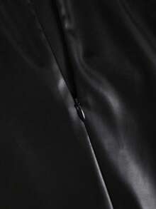 Zalla Faux Leather Skirt – Mini Skirt With Front Draping | Sexy & Stylish For Winter - màu đen - Xem 4