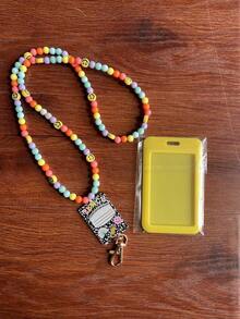 1 chiếc móc khóa hình mặt cười bằng gỗ phong cách Bohemia, dây đeo cổ dài, hạt gỗ có thể tháo rời, có ngăn đựng thẻ ID, bút chì acrylic trống, quà tặng cho giáo viên, quà tặng cho trường học, quà tặng cho xe hơi, bạn bè, chị em, ý tưởng quà tặng - Nhiều màu - Xem 15