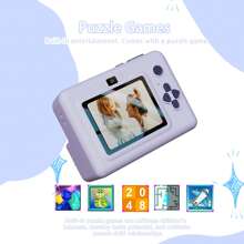 Christmas Decoration Black And White Instant Printable Kids Camera, 2.8 Inch Screen Front And Back HD Lens Instant Printable Camera Toys, Support Print, Photo, Video, MP3 Function, Portable Travel Toys For Boys And Girls Aged 6-12 Years Old, Christmas, Birthday, Back To School Gifts, Camera Flash, Polariod Camera, Polaroids>Camera