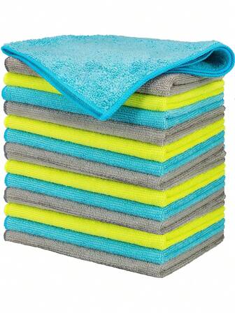 10pcs/Set Kitchen Cleaning Cloth, Solid Color Scrub Cloth Multi-Purpose Cleaning Cloth Car Cleaning Wipe Cloth (Random Color) Multi-Color Soft Quick-Drying Absorbent Sponge Cloth Set