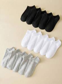 5/10/15 /20 Pairs Of Comfy Ankle Socks, Solid Color Low Cut Sweat Absorption Sports Socks, Women's Socks