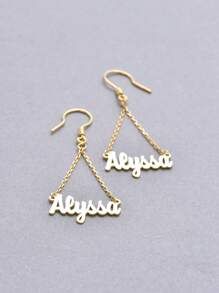1pc Dainty Name Earrings , Custom Name Jewelry , Gold Earrings , Personalised Earrings , Contains Exquisite Gift Boxes As Valentine's Day, Holiday Gifts, Mother's Day Gifts, And Love Gifts.