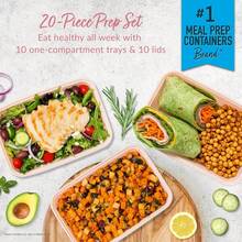 20-Piece Lightweight, Durable, Reusable -Free 1-Compartment Containers - Microwave, Freezer, Dishwasher Safe - Blush Pink - 粉色 - 查看 2