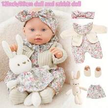 12 Inch Baby Doll Realistic Plush Doll Outfit, 2 Pieces Costume Set With Headpiece And Socks, Cute Soft Companion For Children - Multicolor - View 5