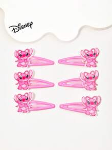 6 bucăți de cleme de păr acrilice cu design Disney Stitch, accesorii drăguțe pentru păr, colorate și la modă, potrivite pentru decor