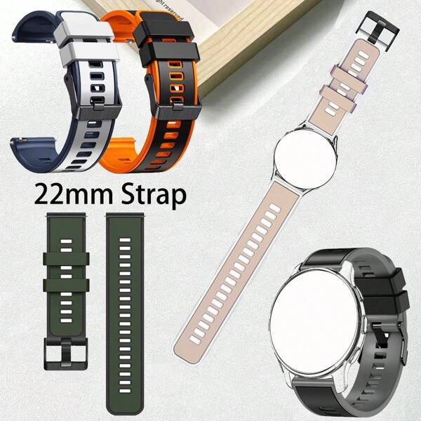 Soft Two-Tone Silicone Watch Bands 22mm Width Sports Breathable Silicone Watch Band Replacement Black Buckle For Amazfit Watch T-Rex 3 /Ultra GTR4/3/3 Pro/2/2E For Garmin Watch Venu 3/2 Active Fenix Chronos Forerunner 745 965 955 945 935 Smartwatch Accessories