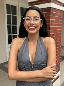 DareSee 1pc Metal Frameless Unisex Fashion Photochromic Flat Glasses MusicFest Y2KFest Back To School