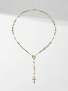 1 Stück 2025 Neu Silber 925 Hypogletisch 14K vergoldet handgefertigtes Priesterkreuz Jesus Rosenkranz Anhänger Halskette mit hochwertiger Geschenkbox & Tragetasche, geeignet für Mütter/Valentinstag, Freunde, Gläubige, Katholische Erste Kommunion, tägliches & Feiertags Gebet Tragen