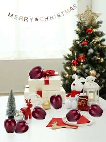 6PCS Artificial Simulation Of Red Apples And Placement Of Plastic Fruit Table Garlands, Suitable For Decorating The Atmosphere Of Christmas Family Kitchens,Fake Plants Home Decor Christmas Decorations Room Decor