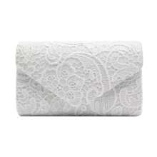Satin Lace Trim Bride Wedding Evening Clutch Bag, French Chic Minimalist Solid Color Envelope Evening Clutch Purse For Women