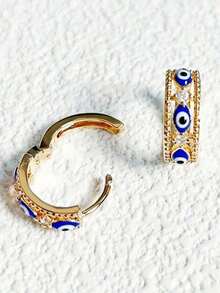 1 Pair 18K Gold Plated Crystal Demon Eye Vintage Style Earrings, Perfect Gift For Women - 金色 - 查看 2