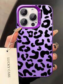Personalized Creative Milk Leopard Print Simple Shockproof Thick Phone Protective Case Printed Compatible With Phone 17 16 15 14 13 12 11 Plus Pro Max Xs Max Apple Series Cellphone Protective Cover, Shock Resistance And Fashionable ﻿ - 紫色 - 查看 4